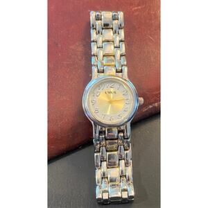 Women's Lorus Watch, Silver Tone with Link Bracelet Band, Gold Tone Hands